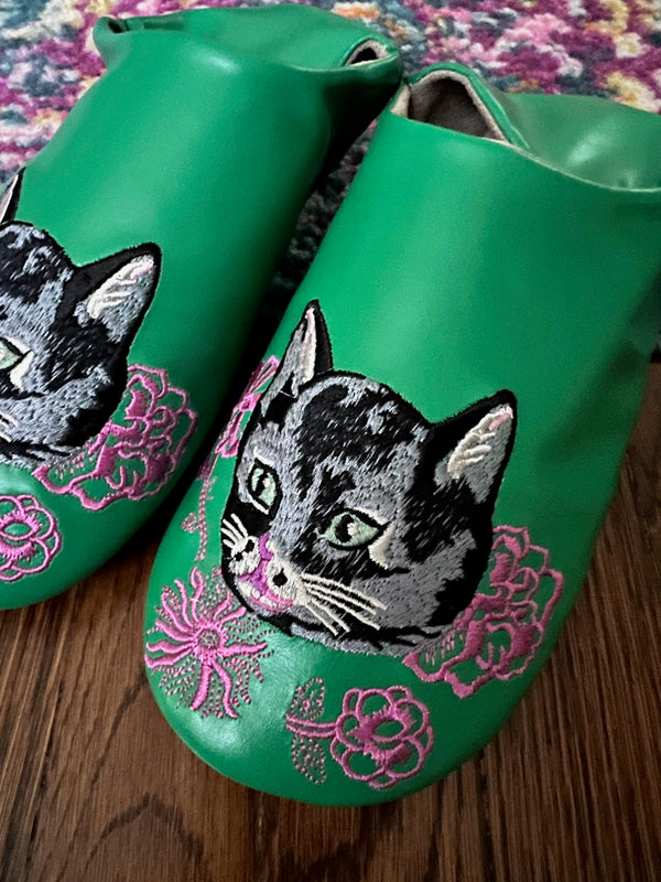 NATHALIE LETE CAT SLIPPER *GREEN