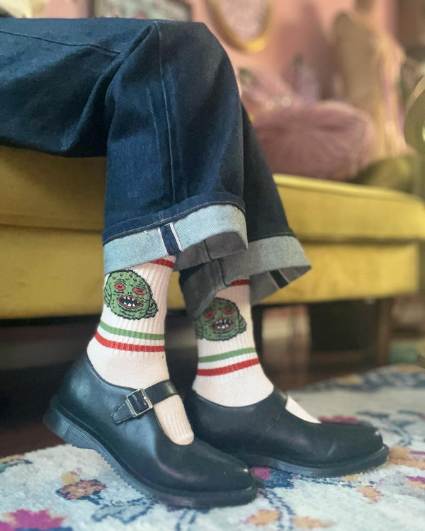 THE MONSTER HEADS  SOCKS *VINTAGE IVORY