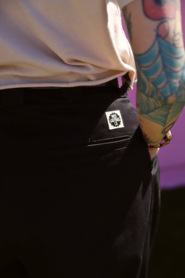 HIGH WAISTED TUCK WORK PANTS *BLACK