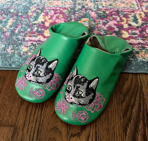 NATHALIE LETE CAT SLIPPER *GREEN