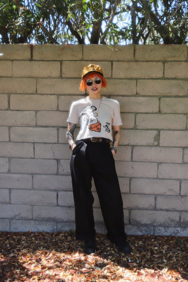 HIGH WAISTED TUCK WORK PANTS *BLACK