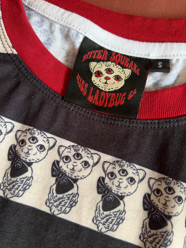 BITTER SQUEAKS X MISS LADYBUG CA COLLAB STRIPE RINGER TEE