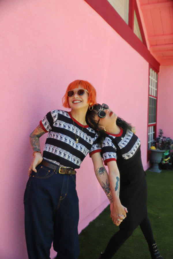 BITTER SQUEAKS X MISS LADYBUG CA COLLAB STRIPE RINGER TEE