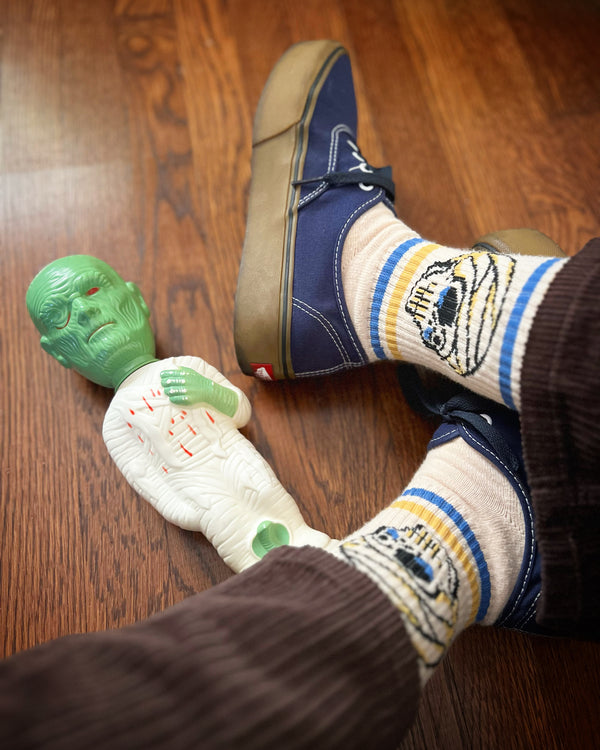 THE MONSTER HEADS  SOCKS *VINTAGE IVORY