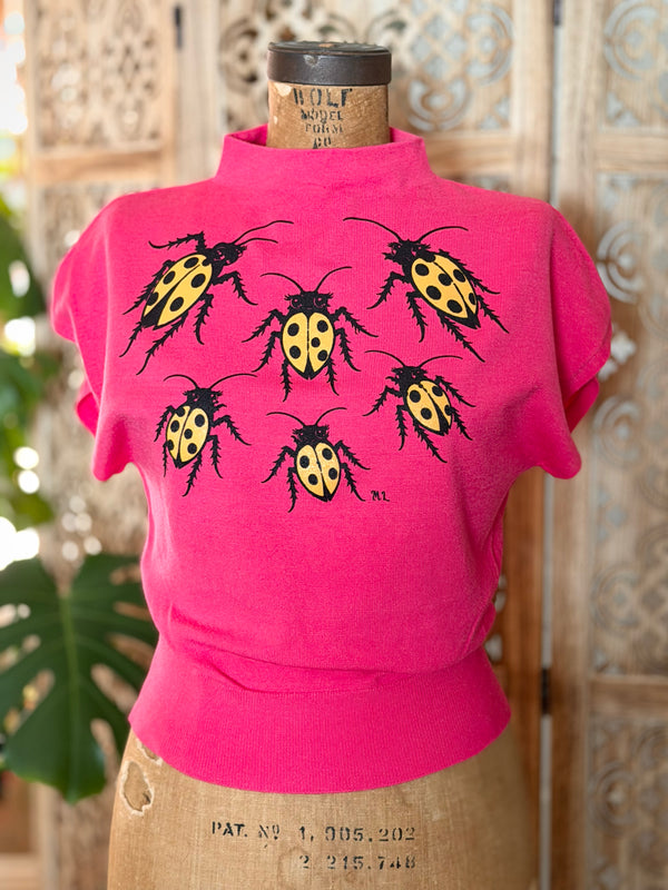 LOVE BUGS CAP SLEEVE SWEATER *MAGENTA PINK