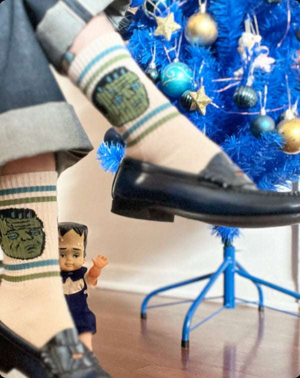 THE MONSTER HEADS  SOCKS *VINTAGE IVORY