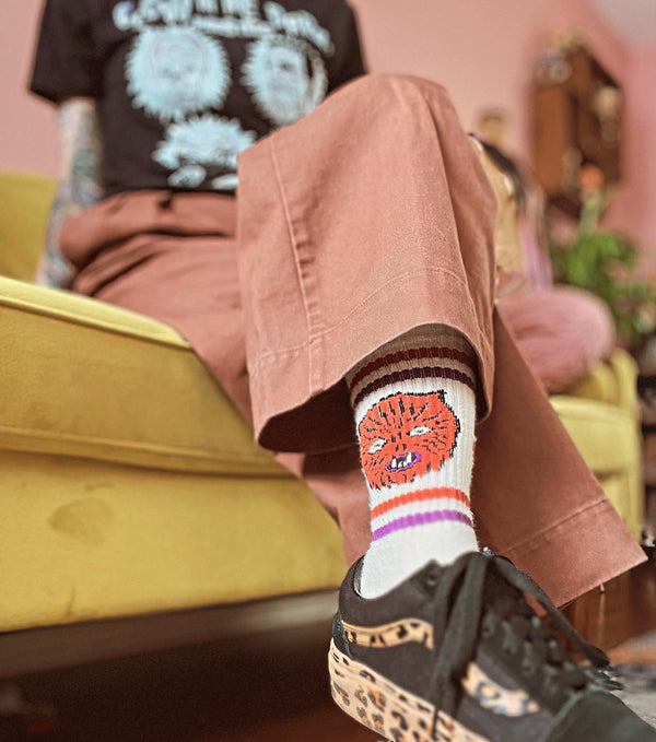 THE MONSTER HEADS  SOCKS *VINTAGE IVORY