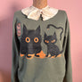 UNISEX CAT MONSTERS SWEATSHIRTS *OLIVE
