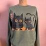 UNISEX CAT MONSTERS SWEATSHIRTS *OLIVE