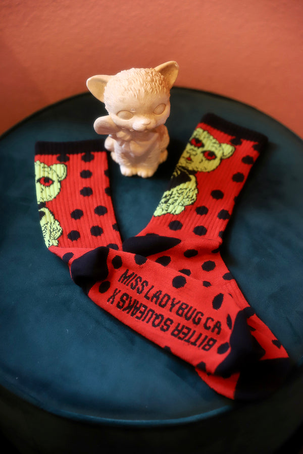 BITTER SQUEAKS X MISS LADYBUG CA COLLAB SOCKS