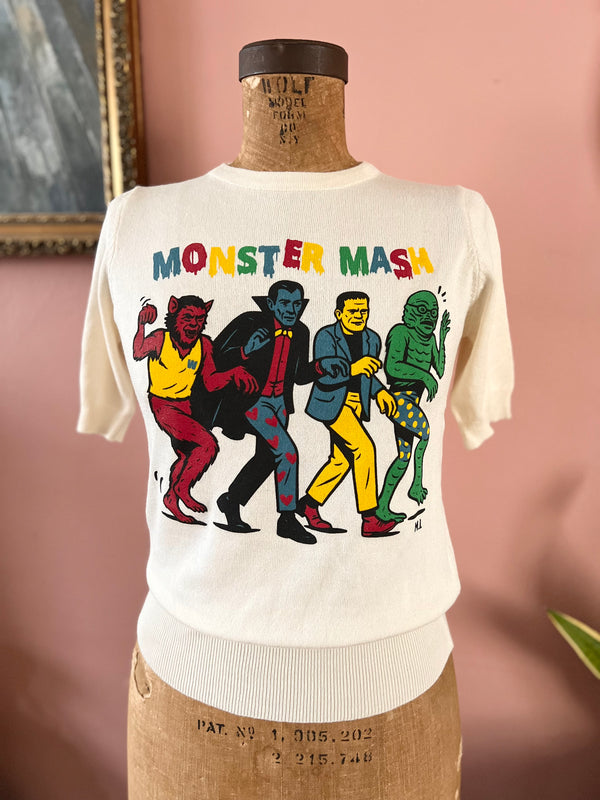 MONSTER MUSH HALF SLEEVE SWEATER *OATMEAL