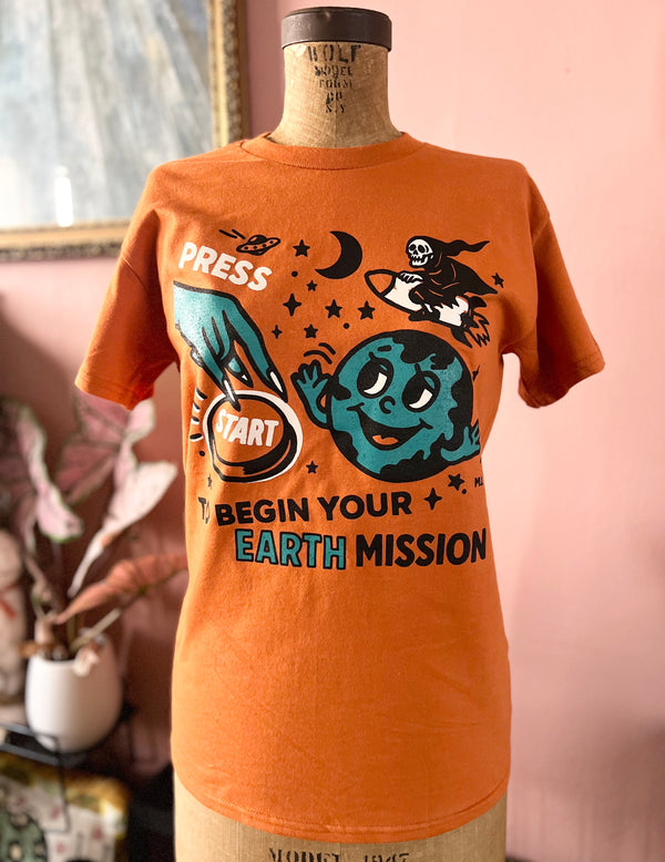 *UNISEX EARTH MISSION TEE *TEXAS ORANGE