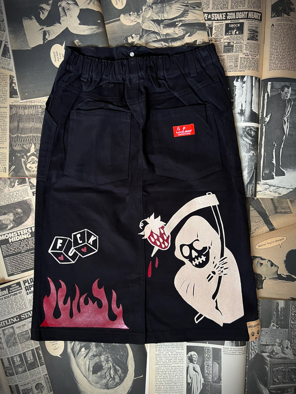 TATTOO FLASH PRINTED BAKER'S SKIRT *BLACK