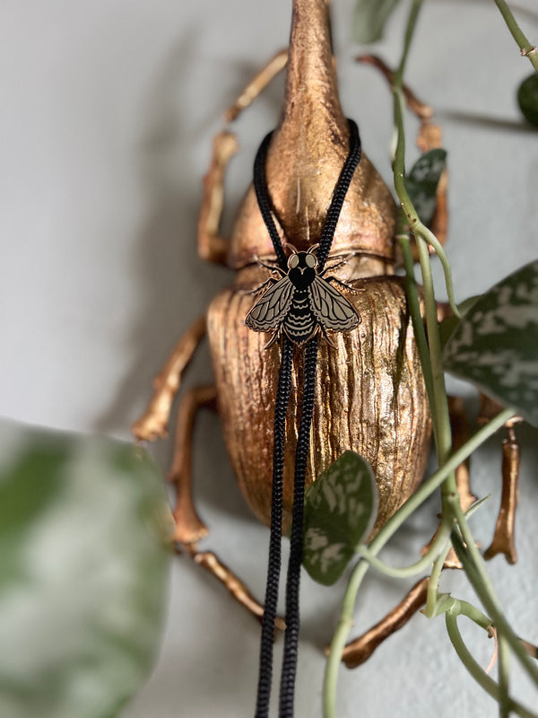 LACED WITH TROUBLE FLY BOLO TIE