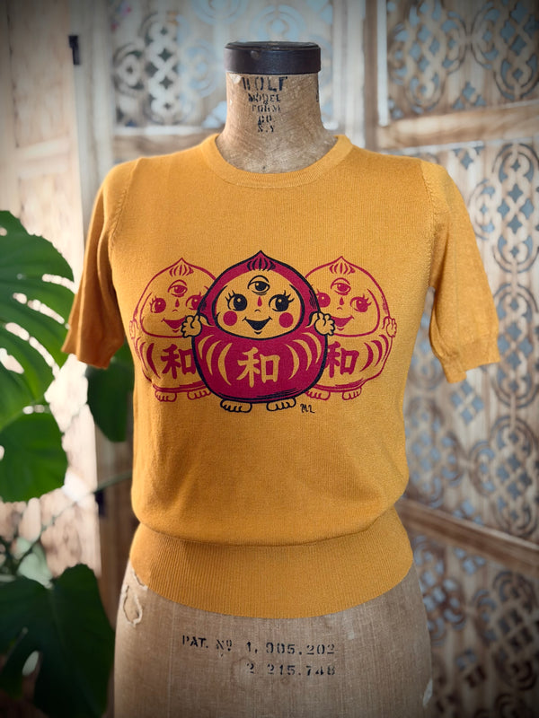 DARUMA PEACE SEEKER HALF SLEEVE SWEATER *MUSTARD