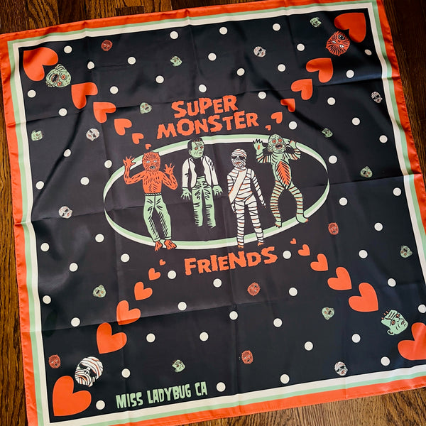 SUPER MONSTER FRIENDS SCARF *BLACK