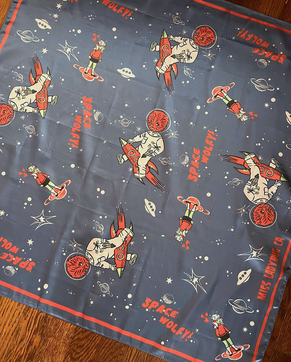 SPACE WOLFY SCARF *NAVY BLUE