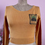CAT MONSTERS CROP TOP LONG SLEEVE SWEATER*MUSTARD