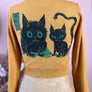 CAT MONSTERS CROP TOP LONG SLEEVE SWEATER*MUSTARD