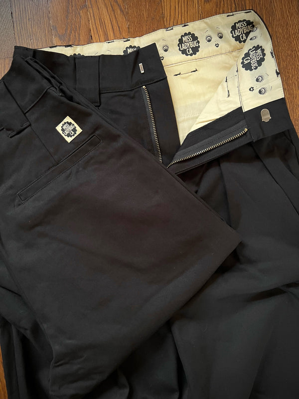 HIGH WAISTED TUCK WORK PANTS *BLACK