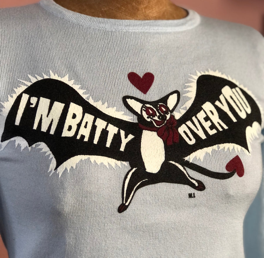 GLOW IN THE DARK I'M BATTY OVER YOU SWEATER *BABY BLUE