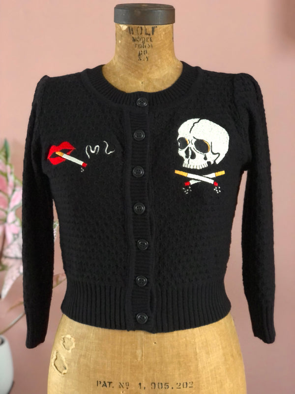 NO SMOKING SKULL CARDIGAN *BLACK