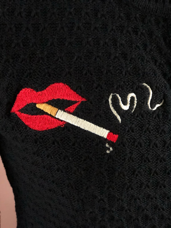 NO SMOKING SKULL CARDIGAN *BLACK