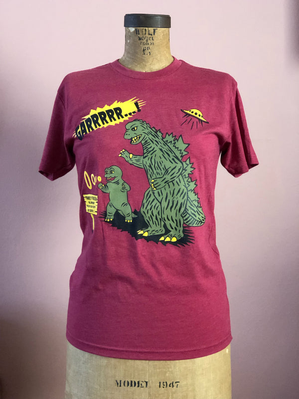 *UNISEX* GARRR...! MONSTERS TEE *BURGUNDY