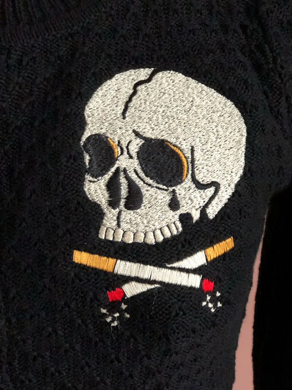 NO SMOKING SKULL CARDIGAN *BLACK
