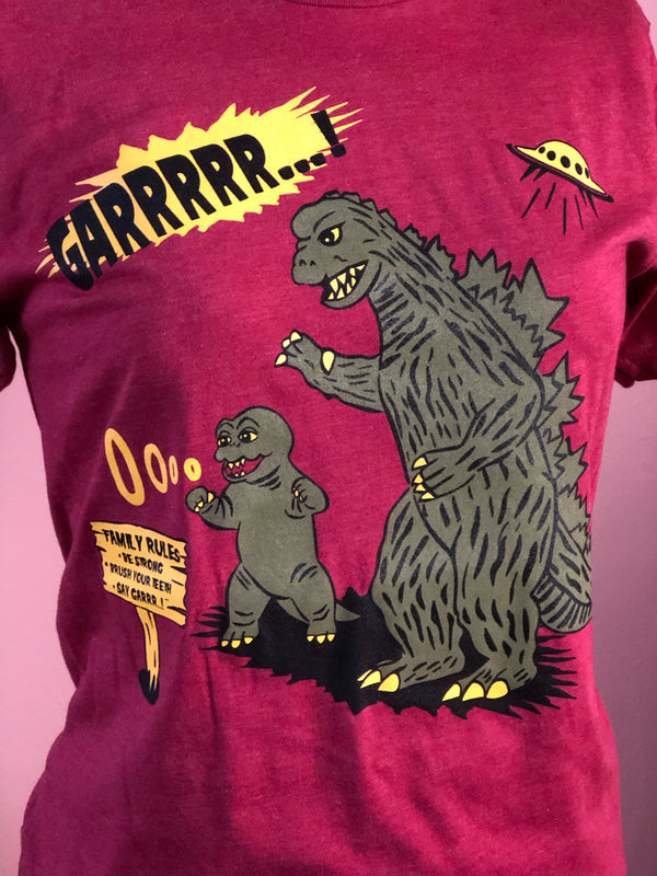 *UNISEX* GARRR...! MONSTERS TEE *BURGUNDY