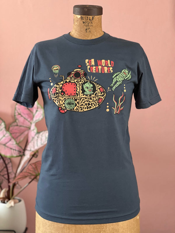 *Unisex SEA WORLD CREATURES TEE *MIDNIGHT NAVY