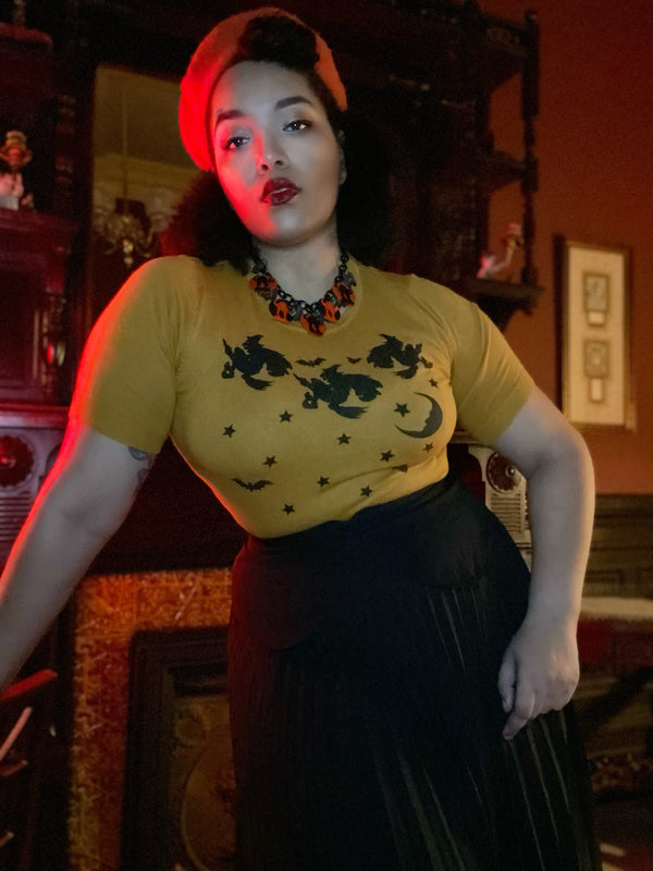 SPOOKY NIGHT SWEATER *MUSTARD