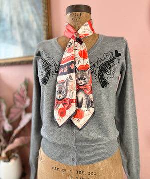 LOVE AT FIRST SHOT V NECK CARDIGAN *GRAY