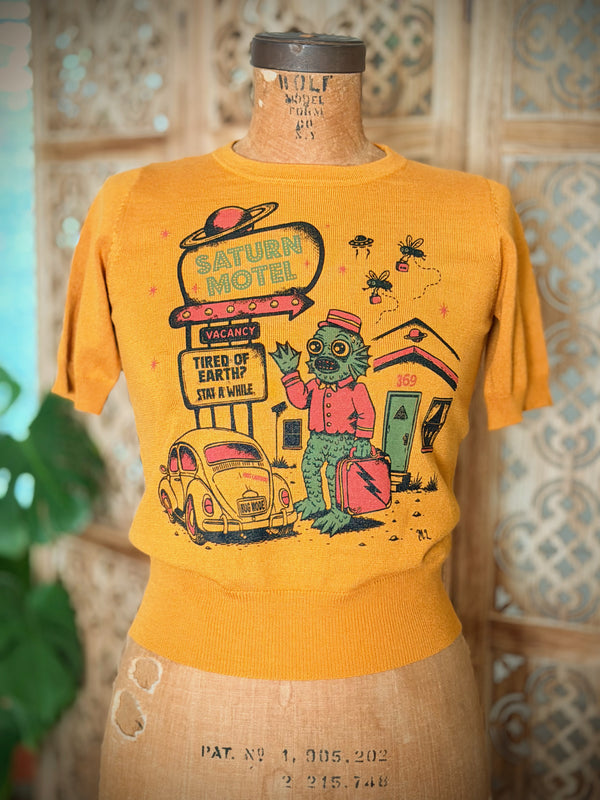 SATURN MOTEL  HALF SLEEVE SWEATER *MUSTARD