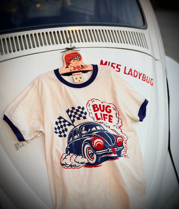 ＊UNISEX＊ BUG LIFE RINGER TEE *VINTAGE WHITE/NAVY