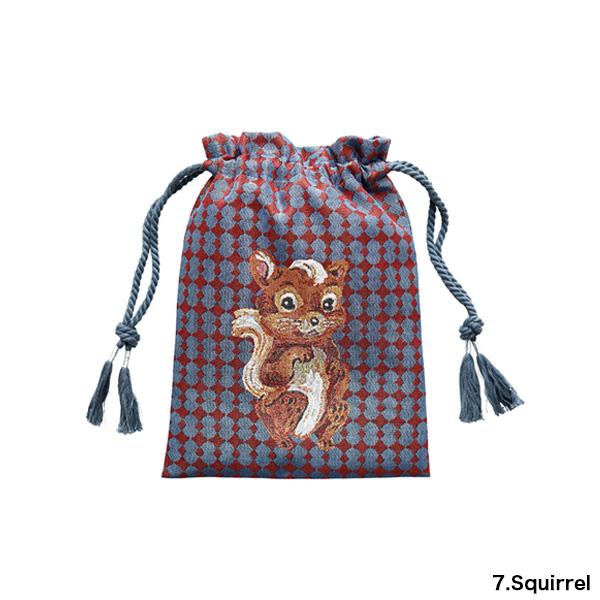 NATHALIE LETE SQUIRREL DRAWSTRINGS POUCH