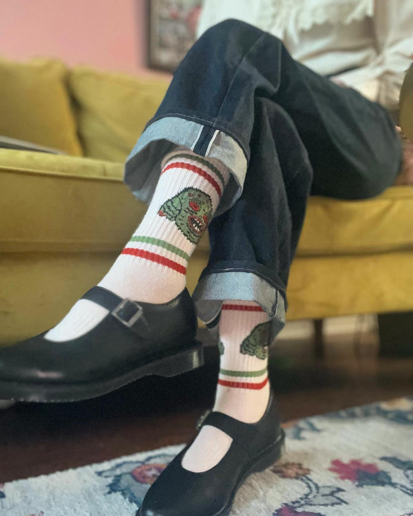 THE MONSTER HEADS  SOCKS *VINTAGE IVORY