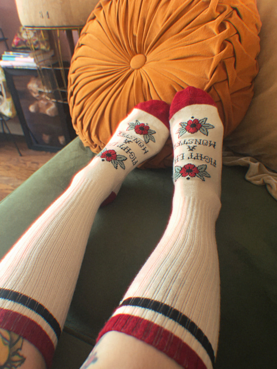 FIGHT LIKE A MONSTER SOCKS *VINTAGE IVORY