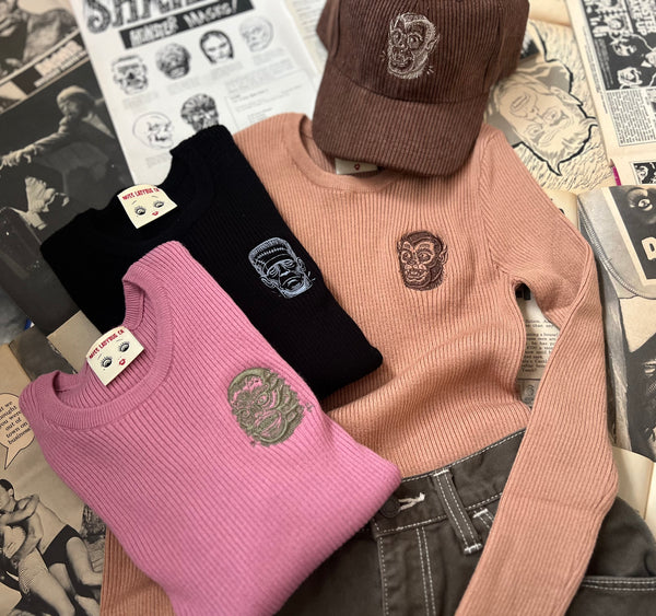 MONSTER HEADS RIB SWEATERS *TAN