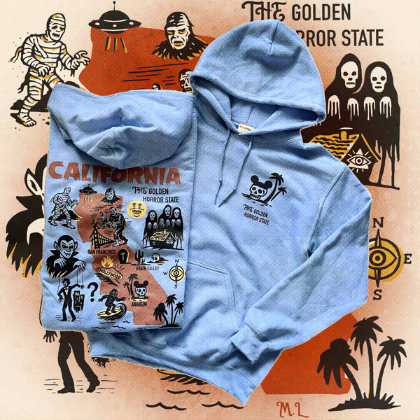 ＊UNISEX＊ THE GOLDEN HORROR STATE PULLOVER HOODIE *CAROLINA BLUE