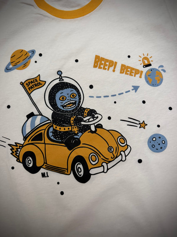 ＊UNISEX＊ SPACE PATROL RINGER TEE *VINTAGE WHITE/YELLOW