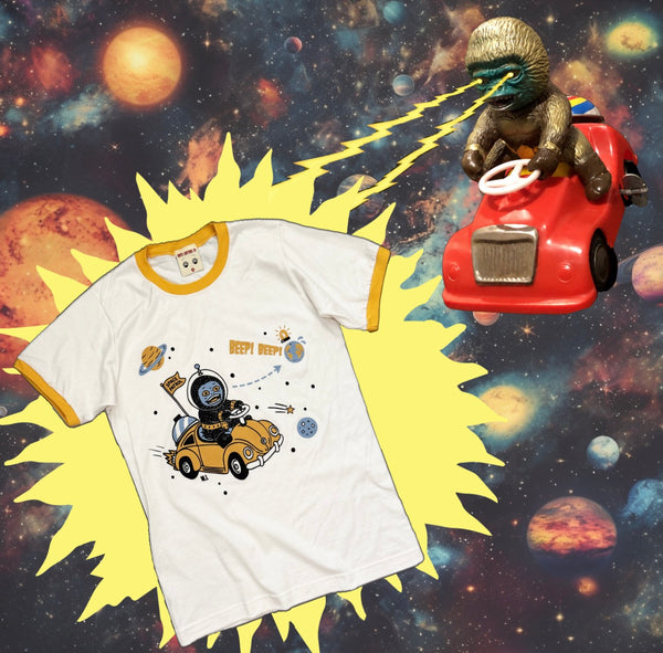 ＊UNISEX＊ SPACE PATROL RINGER TEE *VINTAGE WHITE/YELLOW