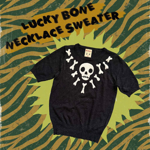 THE LUCKY BONE  HALF SLEEVE SWEATER *BLACK