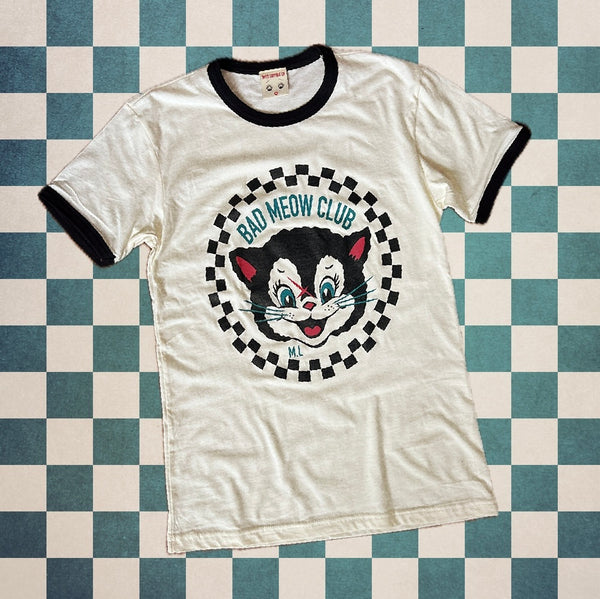 ＊UNISEX＊ BAD MEOW CLUB RINGER TEE *BLACK/IORY