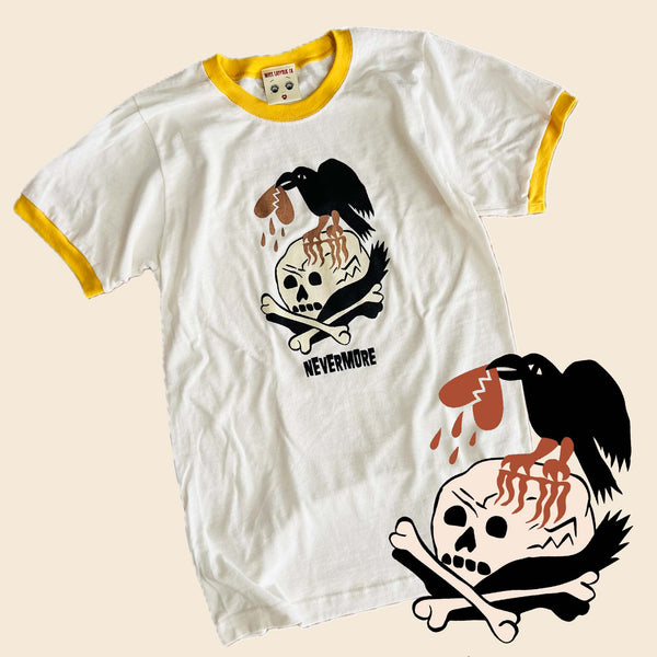 ＊UNISEX＊ NEVERMORE RINGER TEE *VINTAGE WHITE/ MELLOW YELLOW