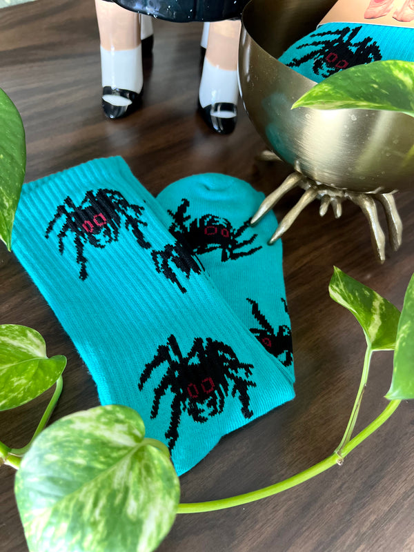 TARANTULA  SOCKS *TEAL