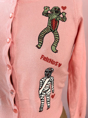 SUPER MONSTER FRIENDS CROPPED CARDIGAN *PEACH