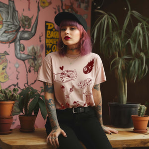 TATTOO FLASH CROPPED TEE *DUSTY PINK