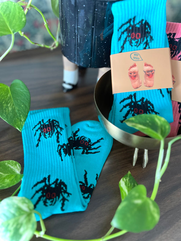 TARANTULA  SOCKS *TEAL