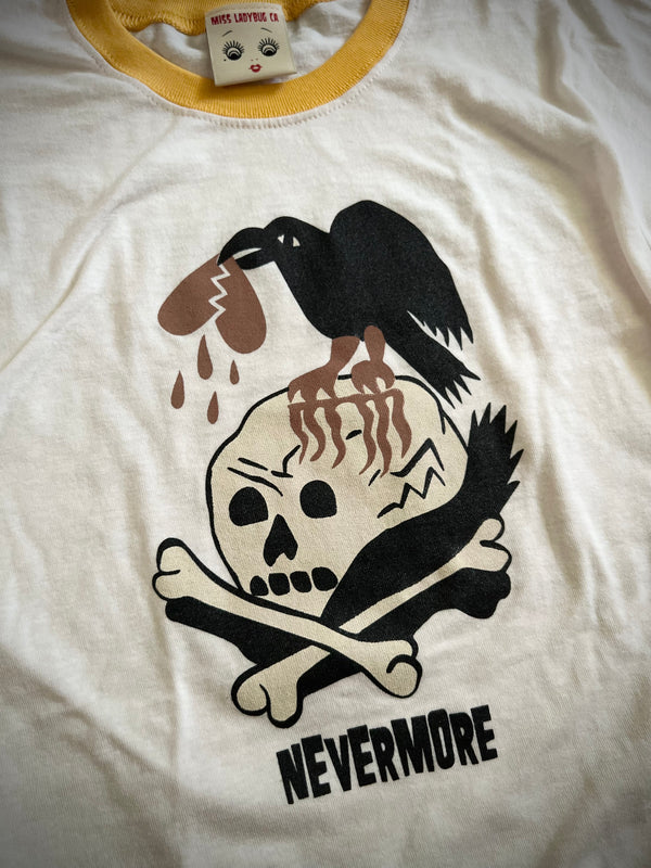 ＊UNISEX＊ NEVERMORE RINGER TEE *VINTAGE WHITE/ MELLOW YELLOW